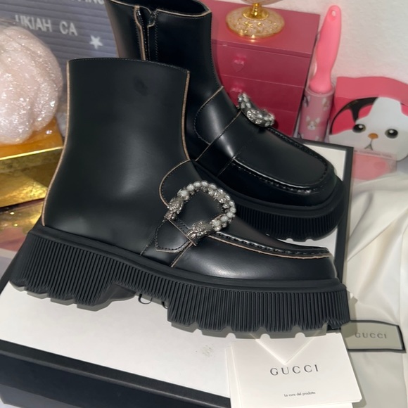 Gucci Dionysus Hunder Cordovan Lux Tiger head lug sole boots - Picture 2 of 6